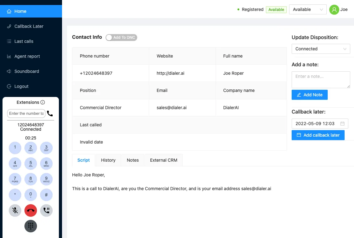 Agent User Interface with Webphone